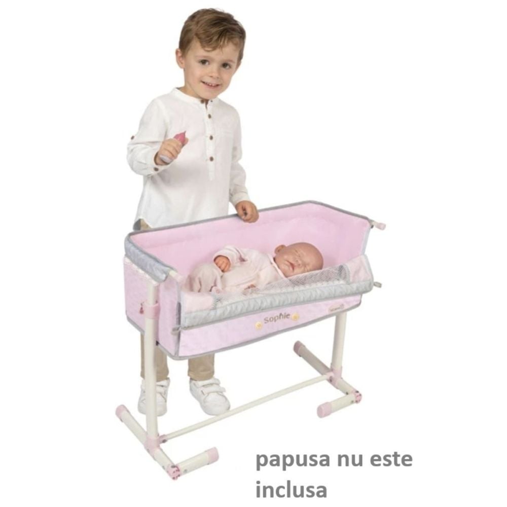 Patut co-sleeper pentru papusi, reglabil pe inaltime, DeCuevas, Sophie, Roz