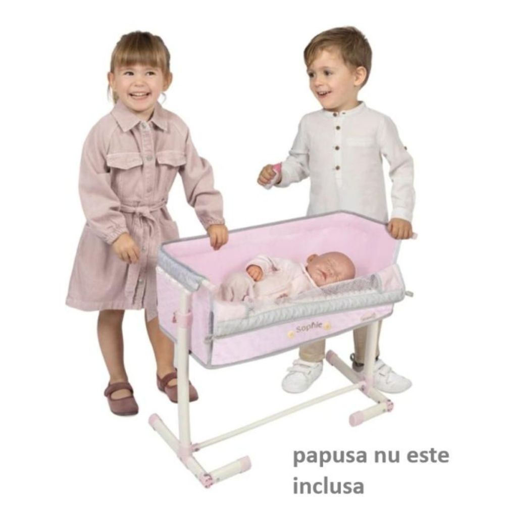 Patut co-sleeper pentru papusi, reglabil pe inaltime, DeCuevas, Sophie, Roz