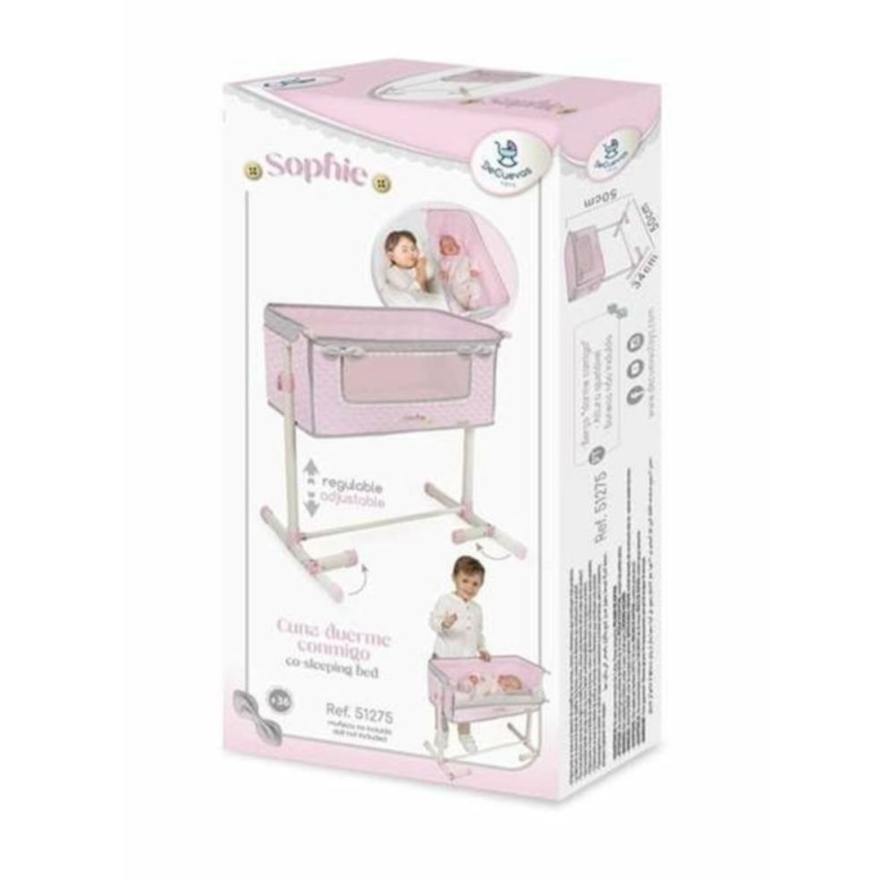 Patut co-sleeper pentru papusi, reglabil pe inaltime, DeCuevas, Sophie, Roz
