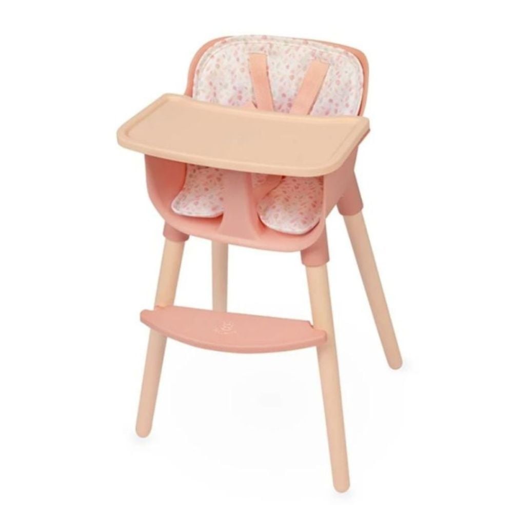Set 2 in 1 pentru papusi, tarc de joaca si scaun de masa, DeCuevas, lemn si textil, Tulipe, Roz