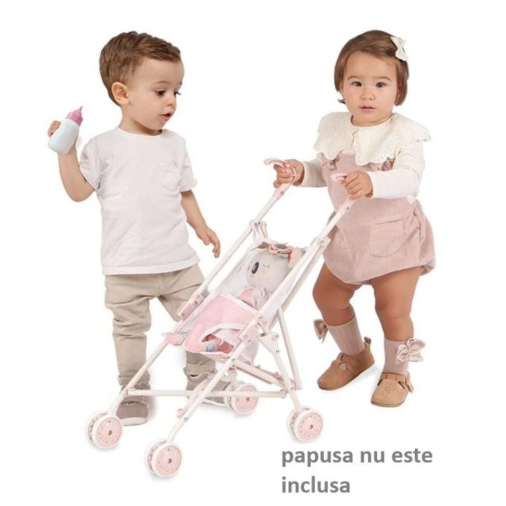 Carucior tip umbrela pentru papusi, compact si practic, DeCuevas, Koala, Roz