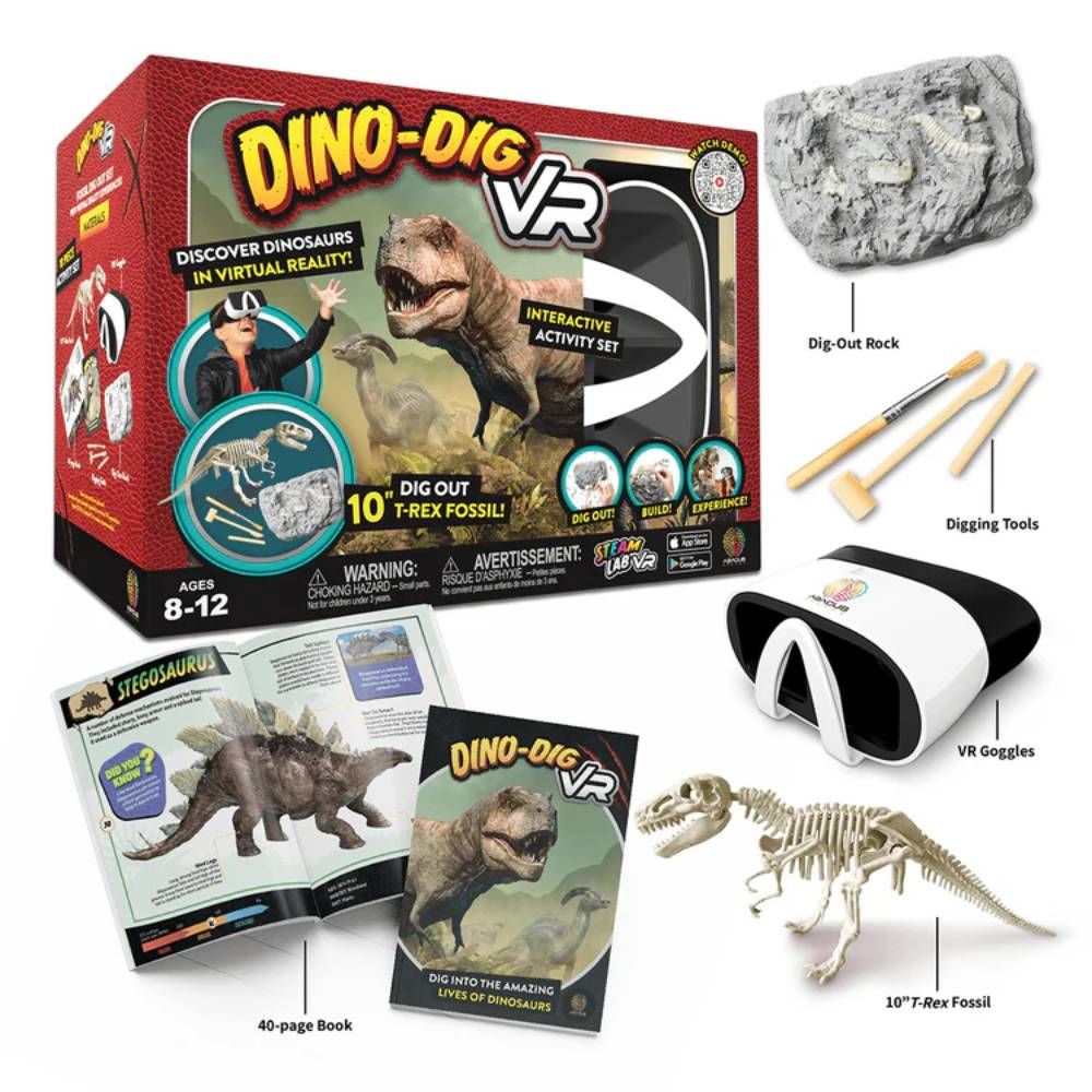 Kit stem interactiv VR, Abacus Brands, Descopera dinozaurii in realitate virtuala