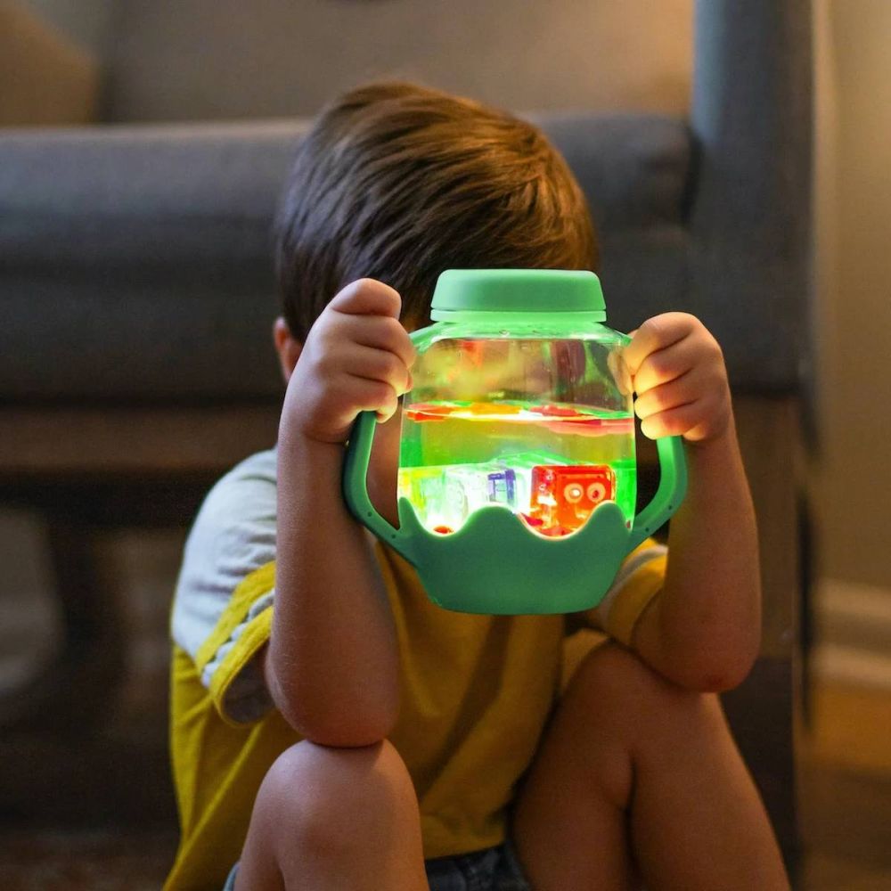Borcan pentru joaca senzoriala, Glo Pals, Verde