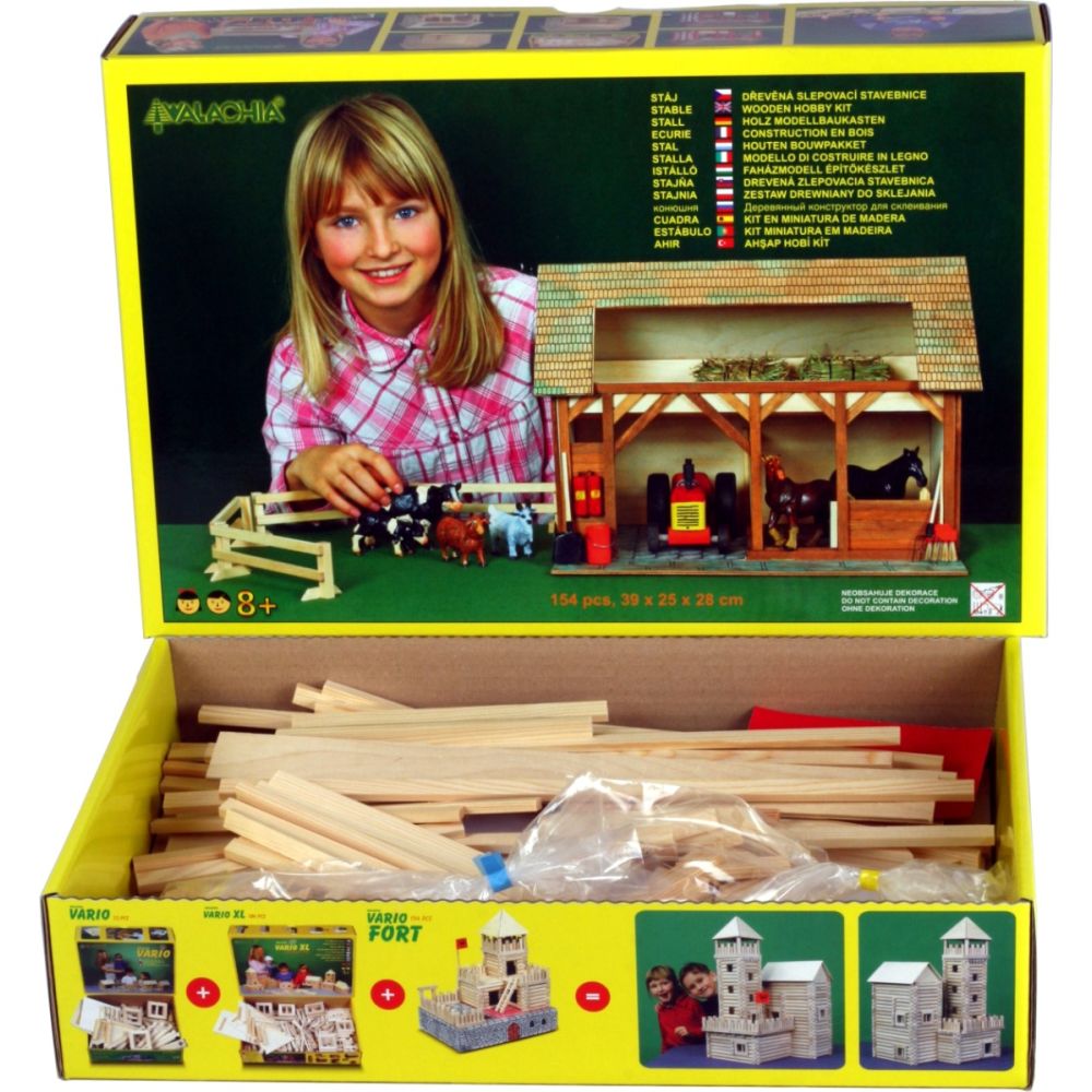 Set de constructie arhitectura, Walachia, Grajdul animalelor, 154 piese din lemn