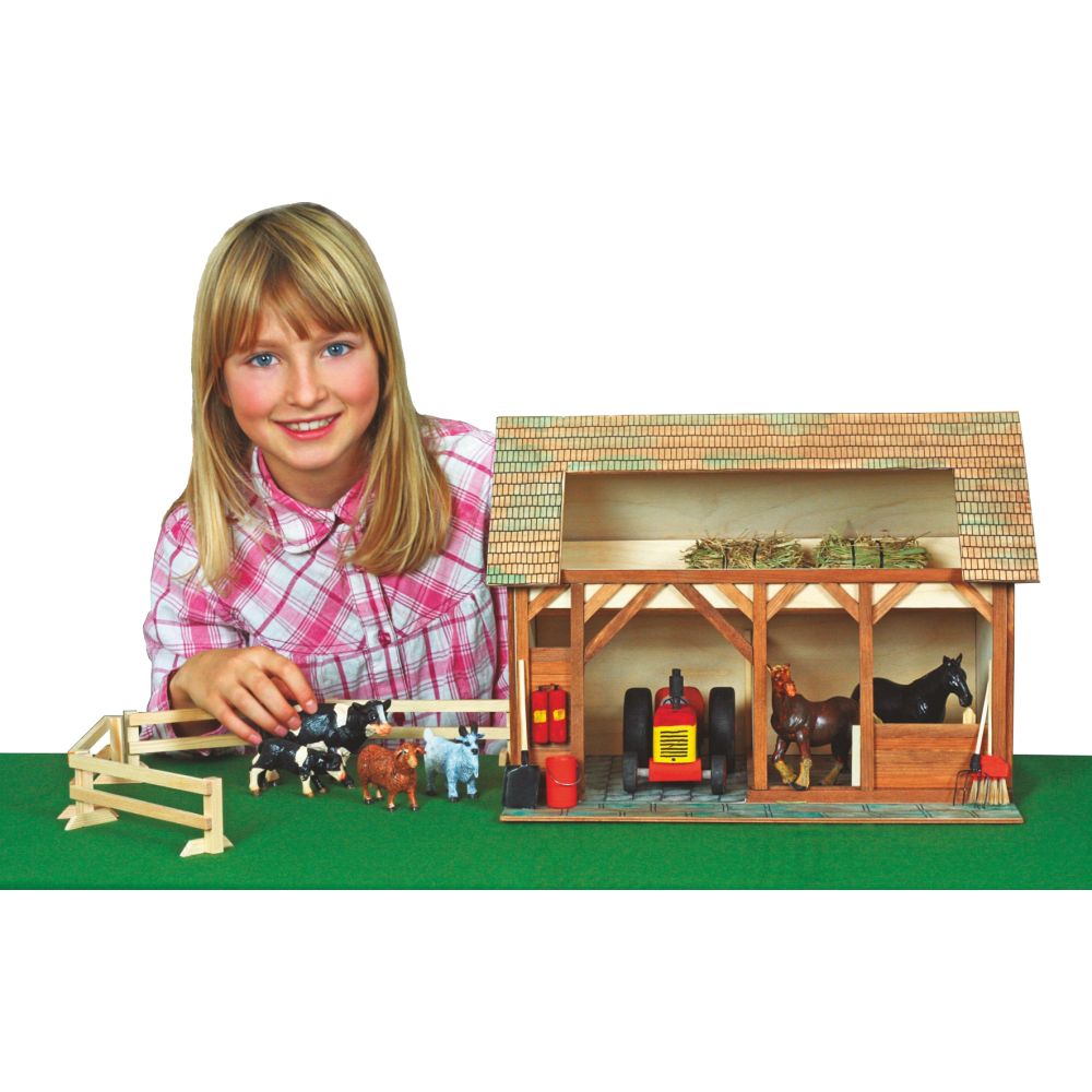 Set de constructie arhitectura, Walachia, Grajdul animalelor, 154 piese din lemn