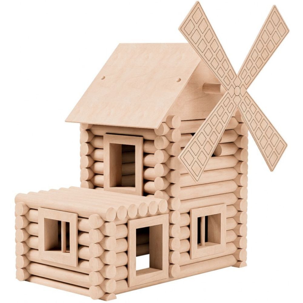 Set de constructie arhitectura, Walachia, Vario Mill, 122 piese mari din lemn