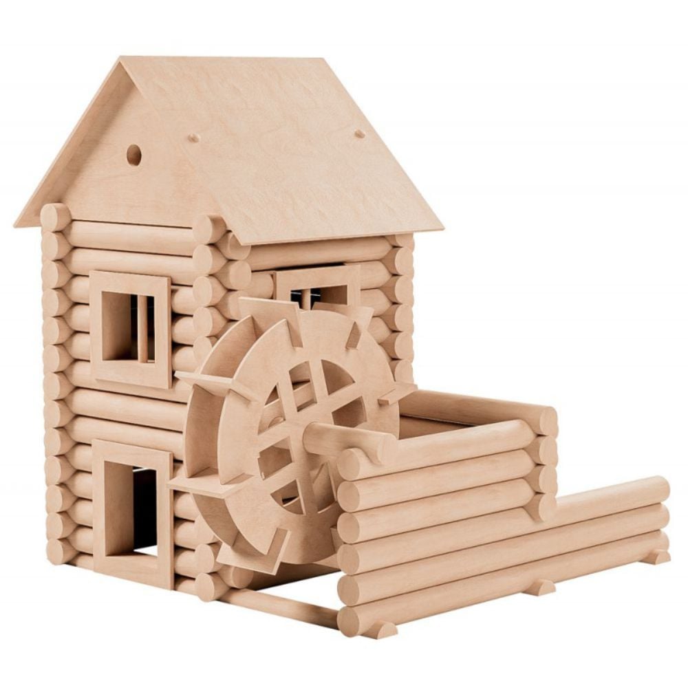 Set de constructie arhitectura, Walachia, Vario Mill, 122 piese mari din lemn