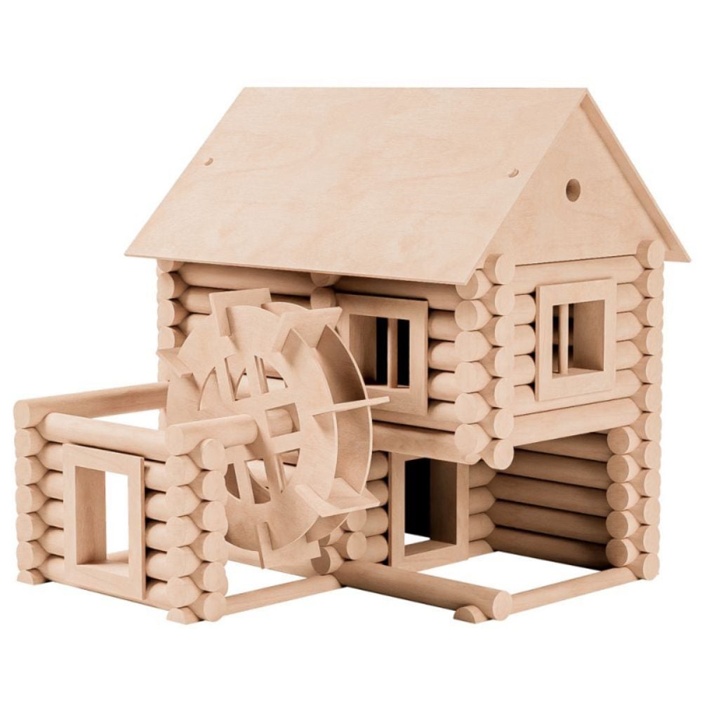 Set de constructie arhitectura, Walachia, Vario Mill, 122 piese mari din lemn