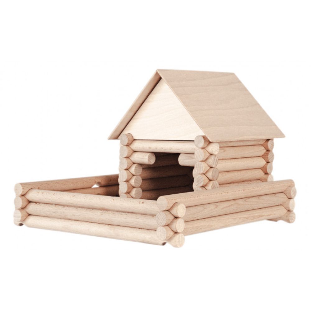 Set de constructie arhitectura, Walachia, Vario Mill, 122 piese mari din lemn
