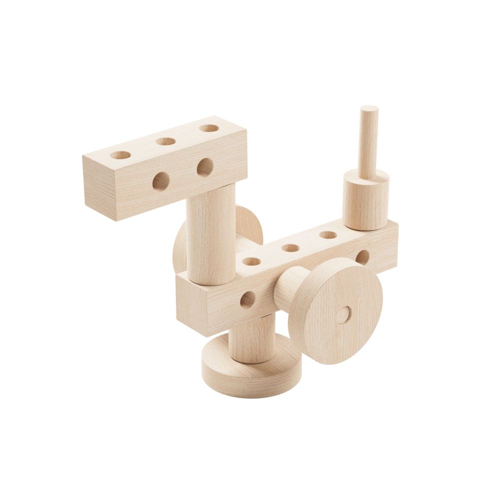 Set Gama Construct Mini, Walachia, Pentru construit masini, animale si alte modele, 44 piese din lemn