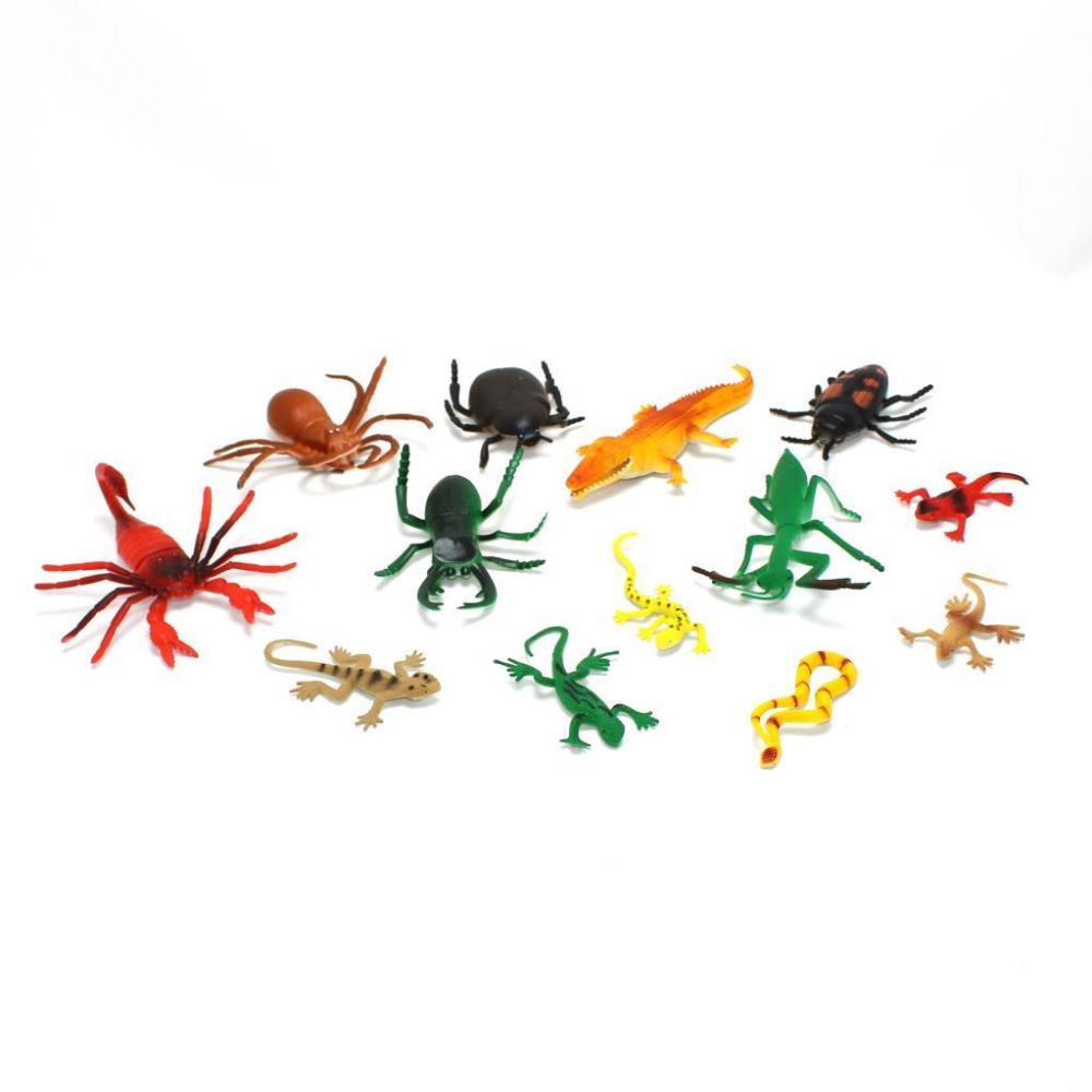 Set figurine insecte si reptile in punga mica, Crazoo