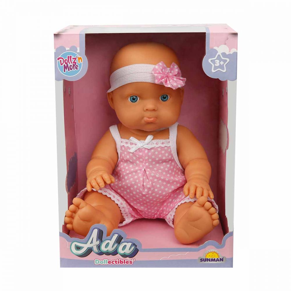 Papusa bebelus Ada, Dollzn More, cu pijama roz, 23 cm