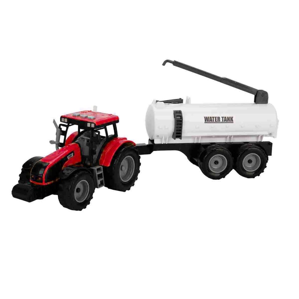 Tractor rosu cu cisterna, cu lumini si sunete, Maxx Wheels, 44 cm