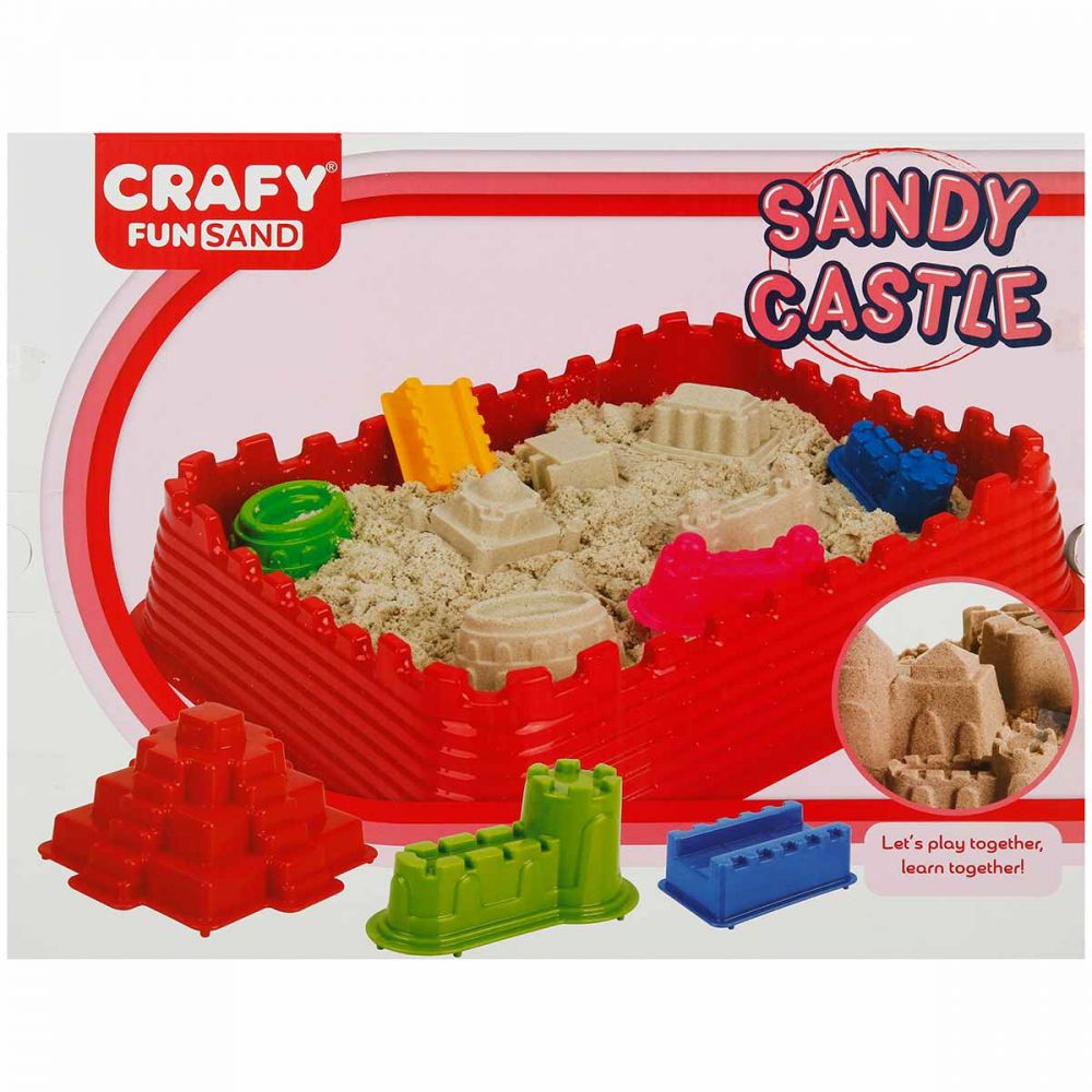 Set nisip kinetic, Crafy Fun Sand, Sandy Castle, 10 piese, 1 kg nisip