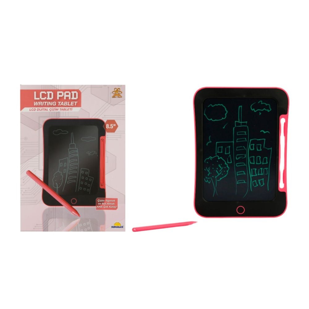 Tableta digitala LCD, pentru scris si desen, Edu Sun, 8.5 inch, Negru-Rosu