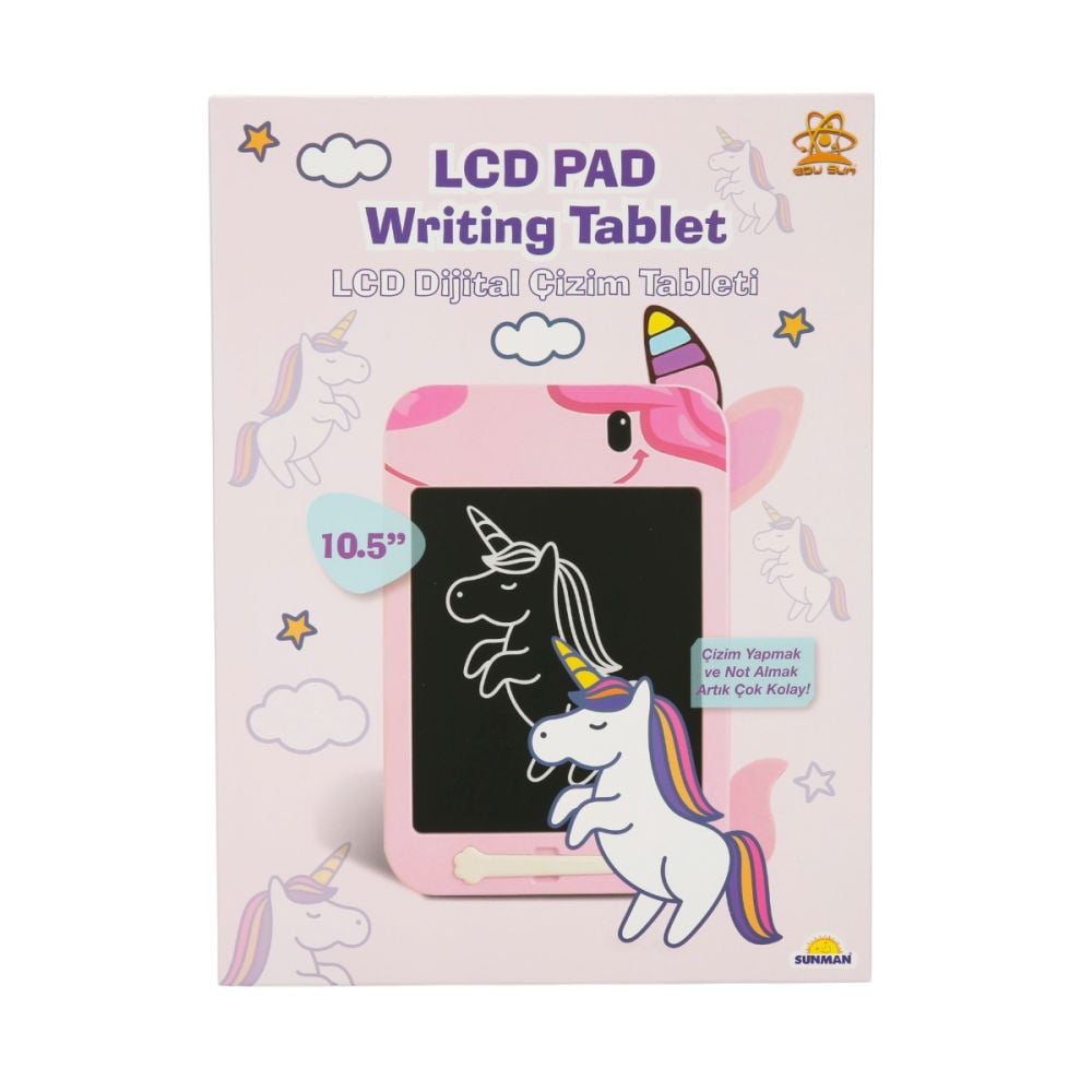 Tableta digitala LCD, pentru scris si desen, Edu Sun, 10.5 inch, Unicorn, Roz