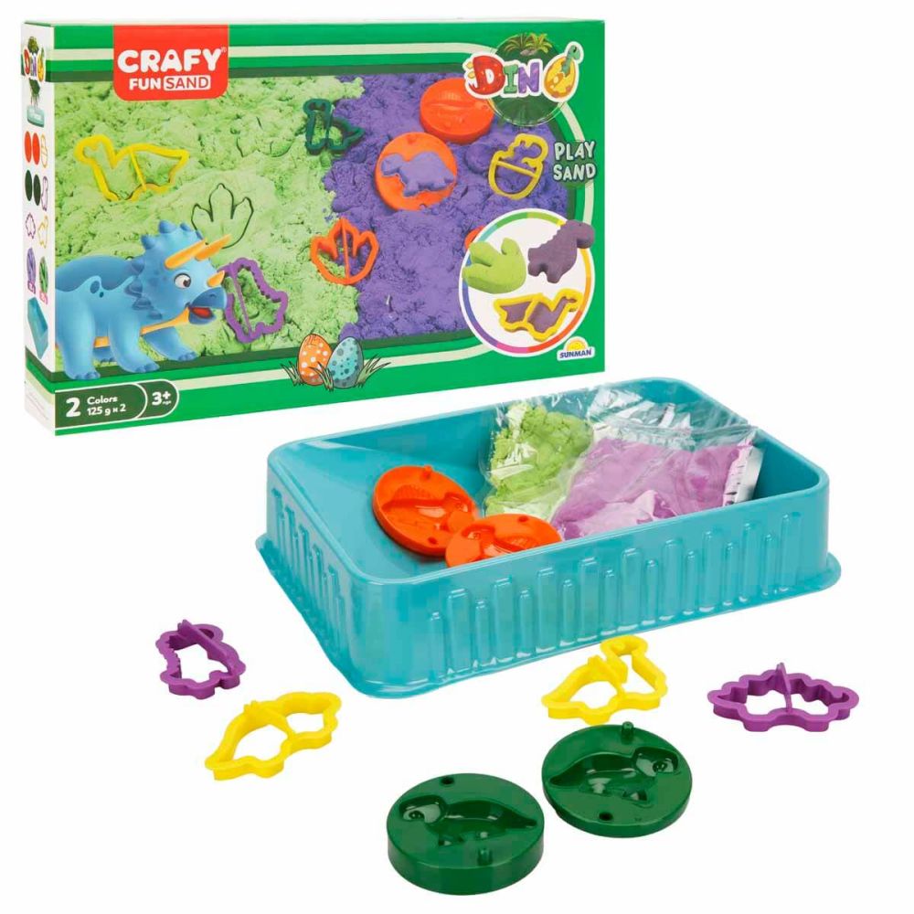 Nisip de modelat, Crafy, Lumea dinozaurilor, 250 g