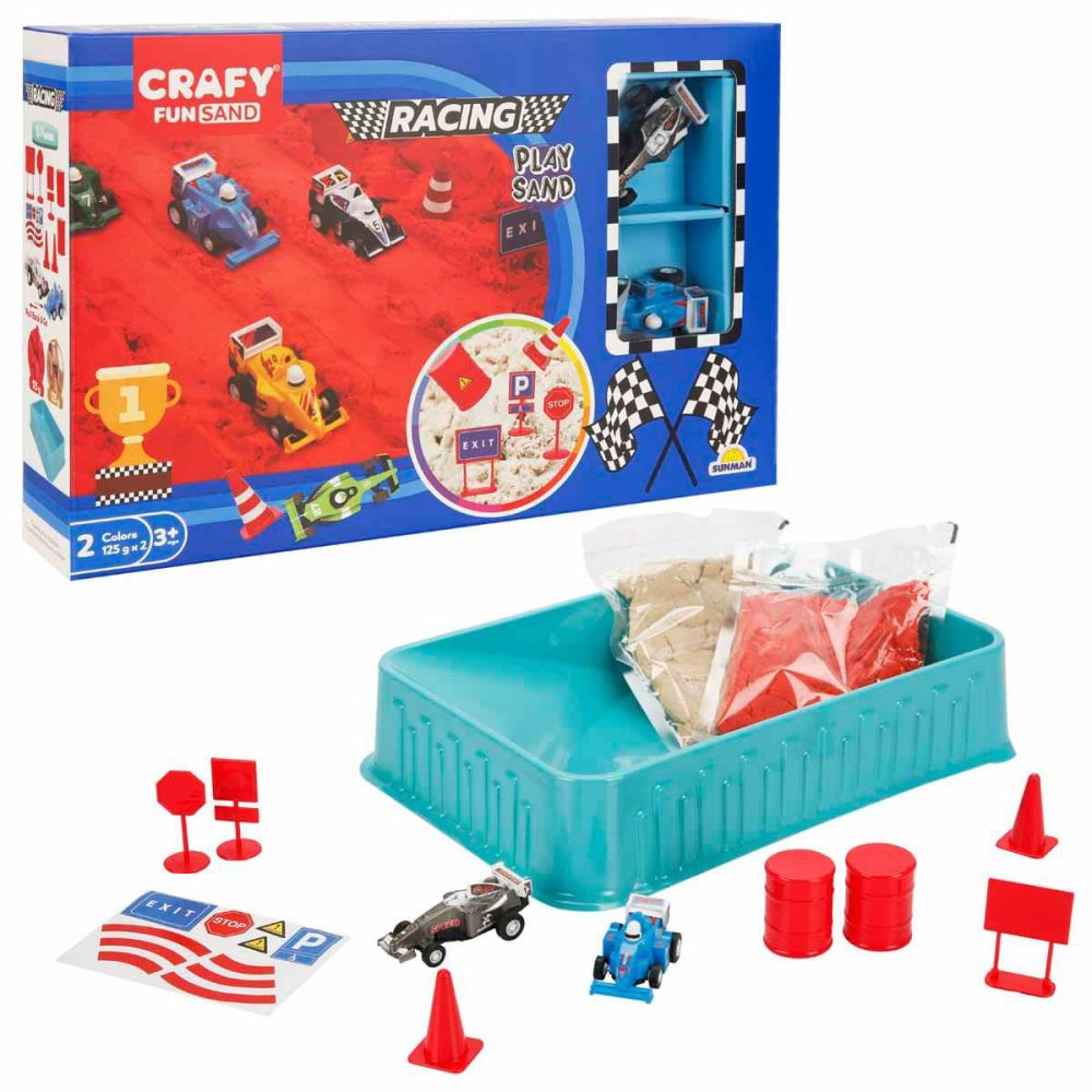 Set de modelare, Crafy, Racing Play, 13 piese, 250 g
