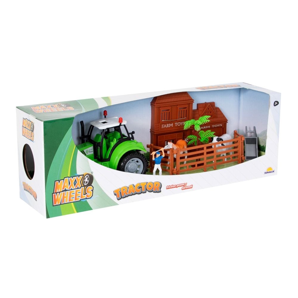 Set de joaca tractor si mini ferma, Maxx Wheels, Farmer Toys
