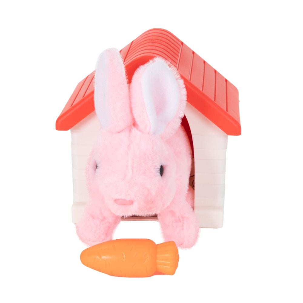 Jucarie de plus interactiva, Puffy Friends, Iepuras cu casuta, Roz