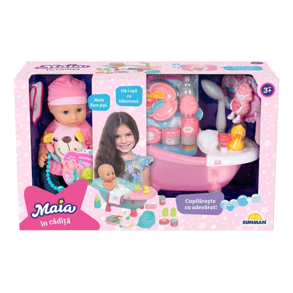 Set de joaca cu papusa bebelus, Maia in cadita