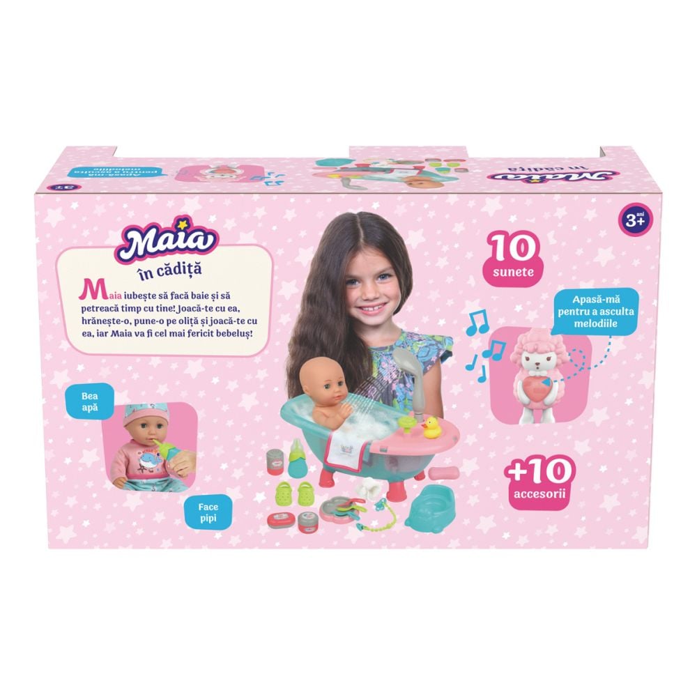 Set de joaca cu papusa bebelus, Maia in cadita