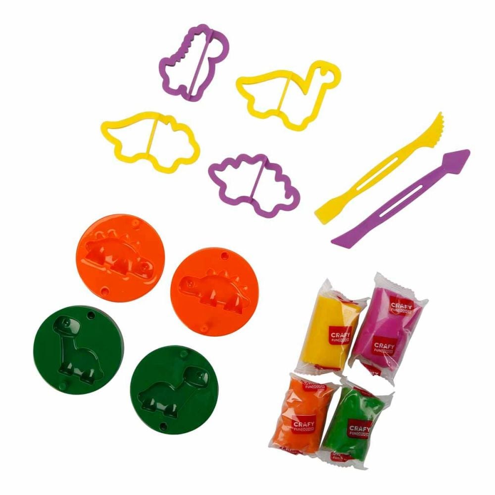 Set de modelare cu dinozauri, Crafy, 14 piese