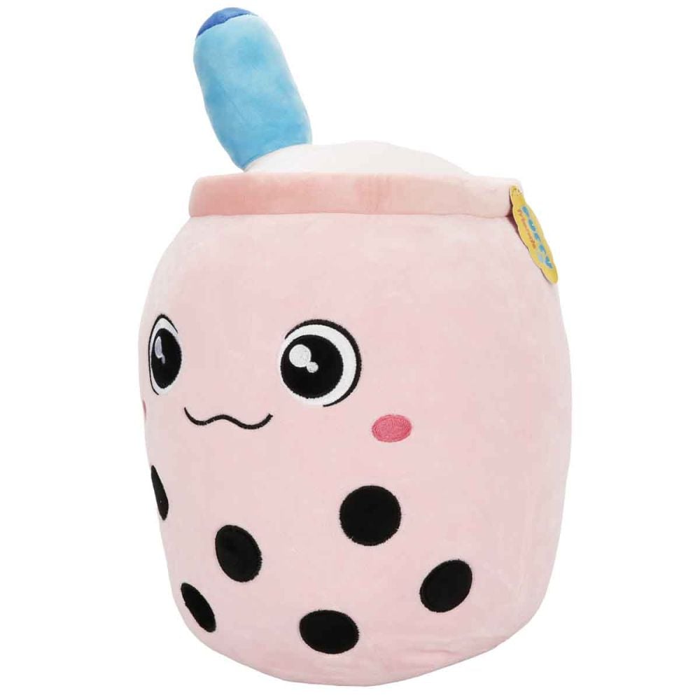 Jucarie de plus, Puffy Friends, Cana cu pai, Roz, 35 cm