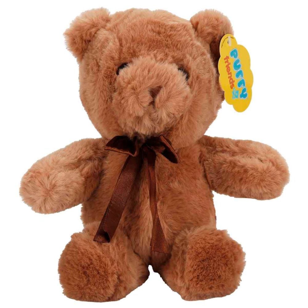 Ursulet de plus cu funda, Puffy Friends, Maro, 20 cm