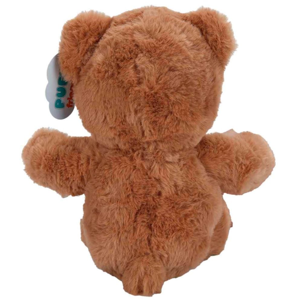 Ursulet de plus cu funda, Puffy Friends, Maro, 20 cm