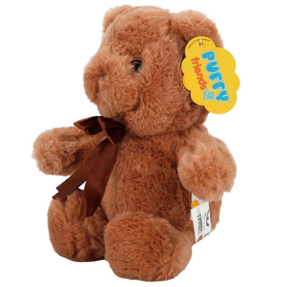 Ursulet de plus cu funda, Puffy Friends, Maro, 20 cm