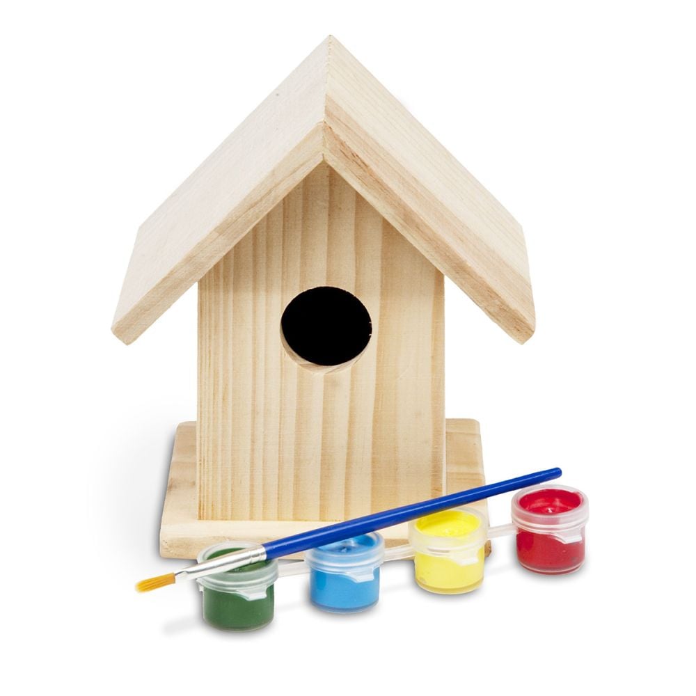 Casuta pasarele din lemn BS Toys, set creativ de pictat