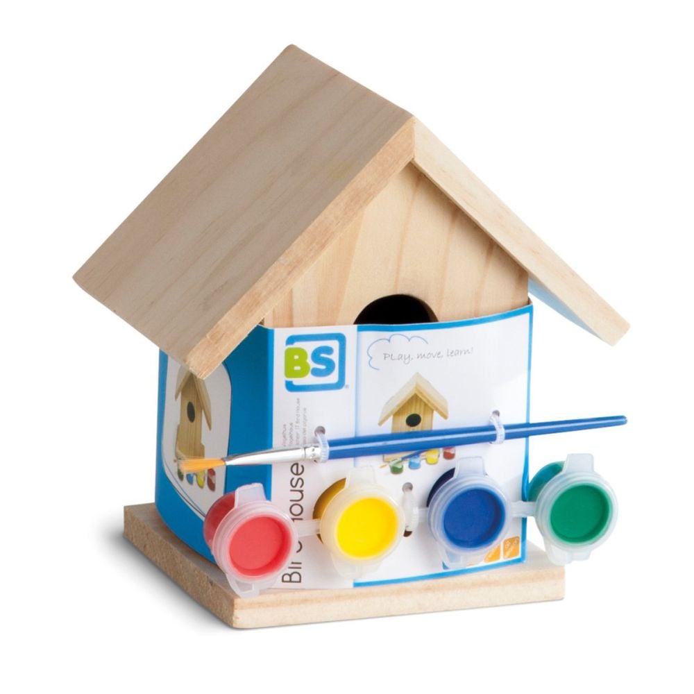 Casuta pasarele din lemn BS Toys, set creativ de pictat