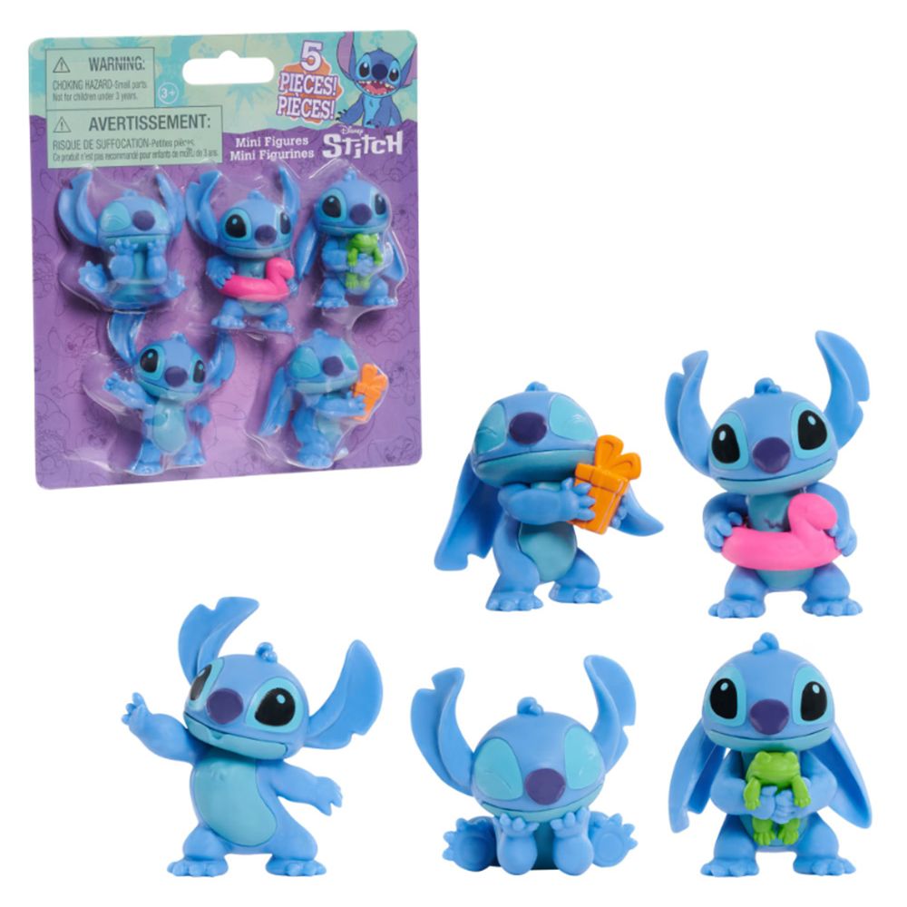 Set 5 mini figurine, Disney Stitch, 5 cm
