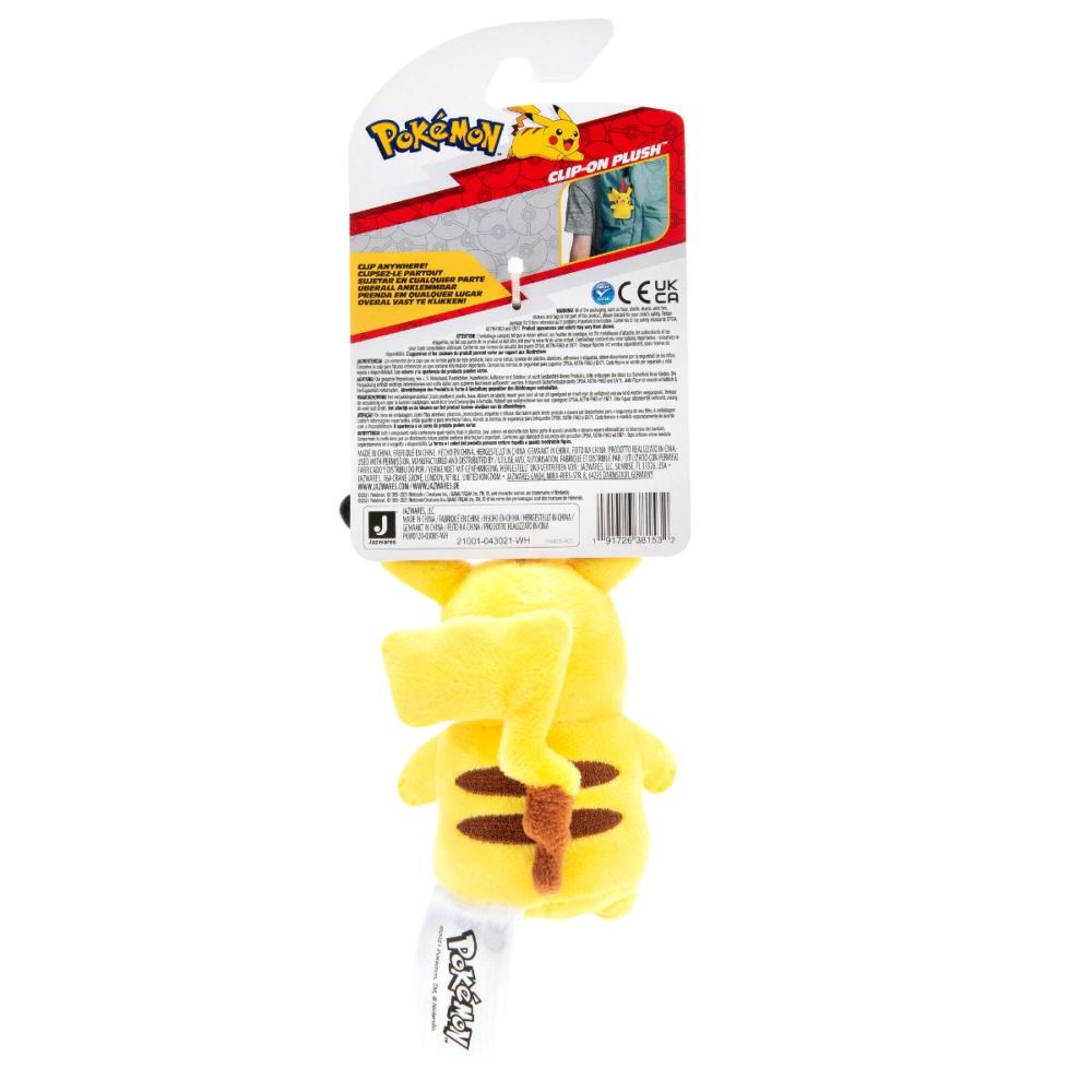 Jucarie de plus cu agatatoare, Pokemon, Pikachu, 7 cm