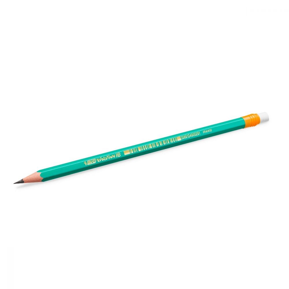 Set 4 creioane cu radiera Grafit Eco Evolution Bic, HB 2