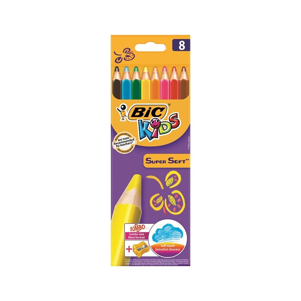 Set creioane colorate cu ascutitoare Supersoft Bic, P8