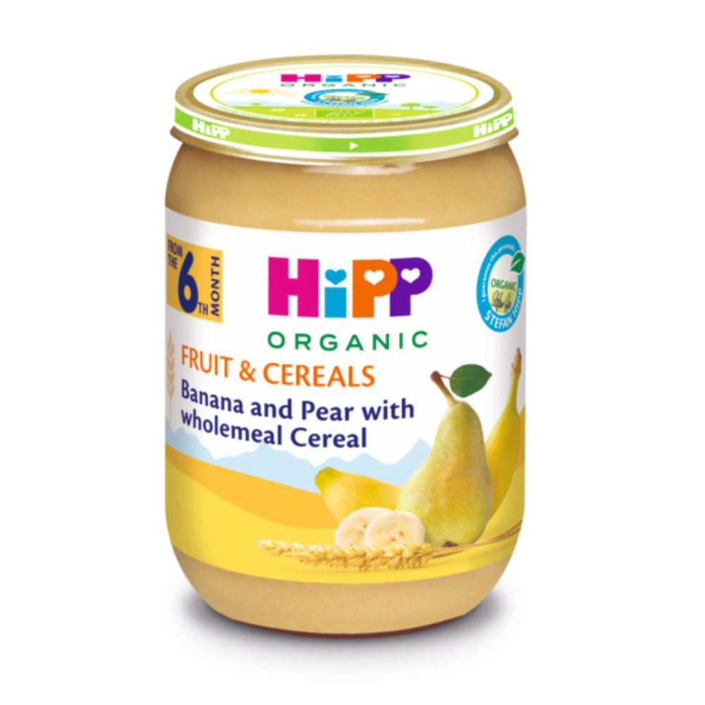 Fruct cereale-banane pere cu cereale integrale Hipp, 190 g