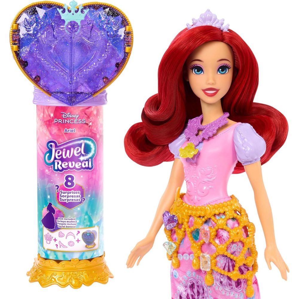 Papusa cu accesorii surpriza, Disney Princess, Jewel Reveal, Ariel, JHL49