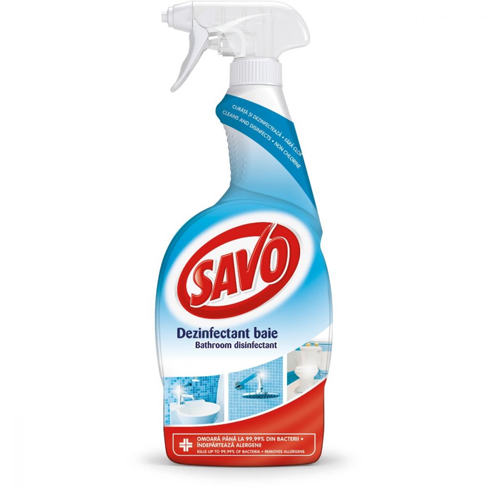Spray dezinfectant fara clor pentru baie Savo, 650 ml
