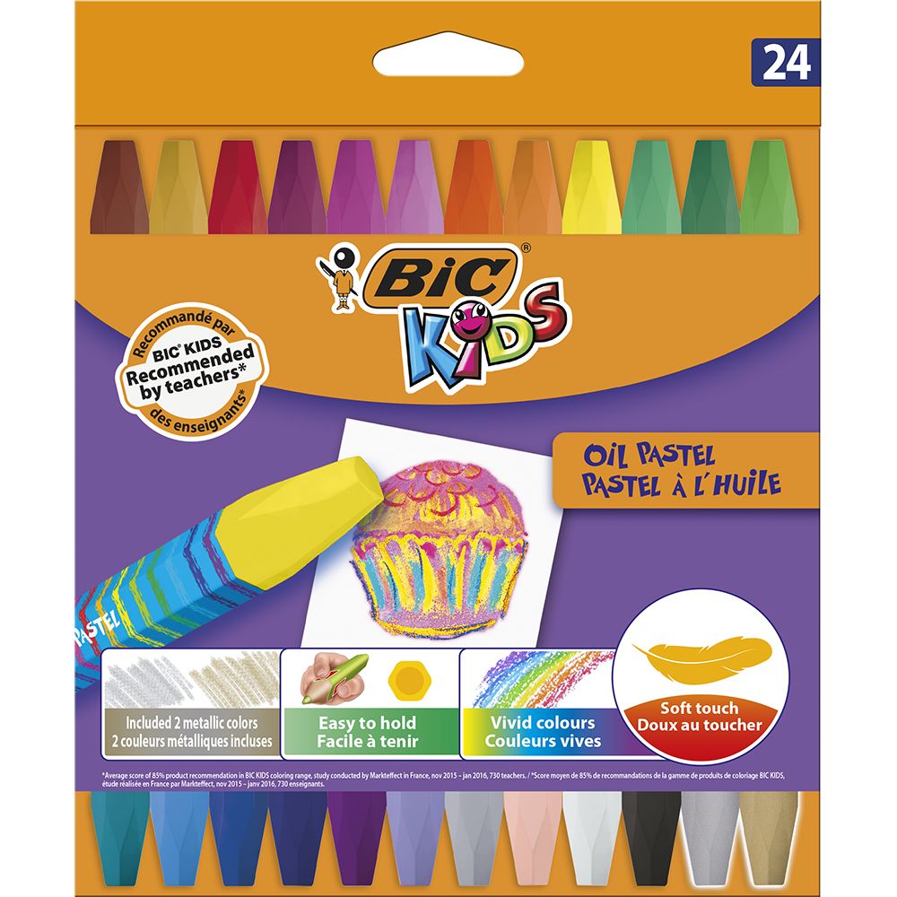 Creioane cerate Pastel Bic, 24 culori