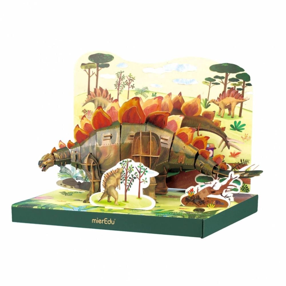 Puzzle 3D reglabil, mierEdu, Stegosaurus Deluxe, 154 piese