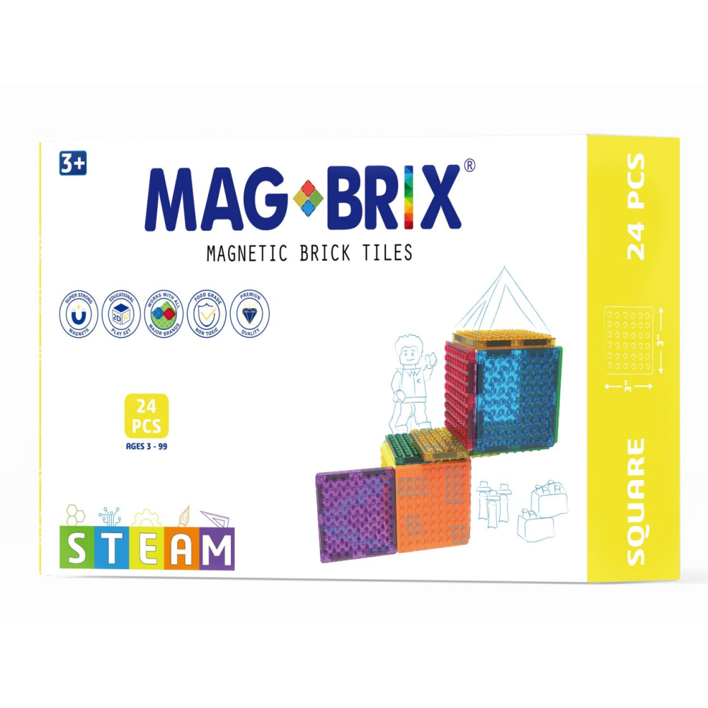 Set magnetic Magbrix, Magblox, 24 piese patrate
