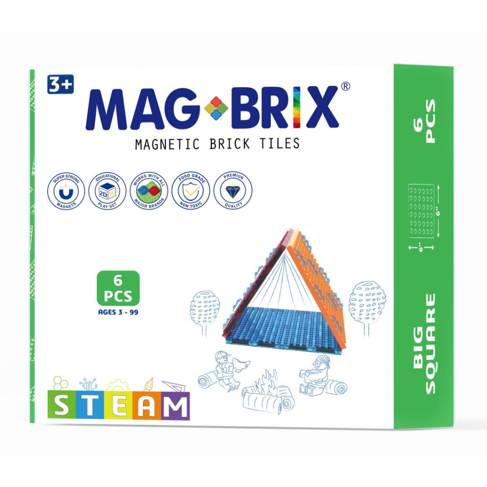Set magnetic Magbrix, Magblox, 6 piese patrate mari