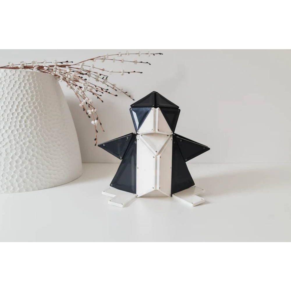 Set de constructie cu piese magnetice, Magblox, Monocrom, 92 piese