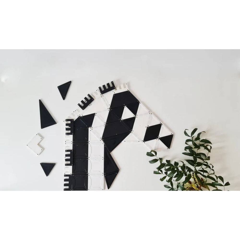 Set de constructie cu piese magnetice, Magblox, Monocrom, 92 piese