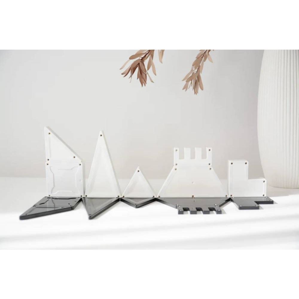 Set de constructie cu piese magnetice, Magblox, Monocrom, 92 piese