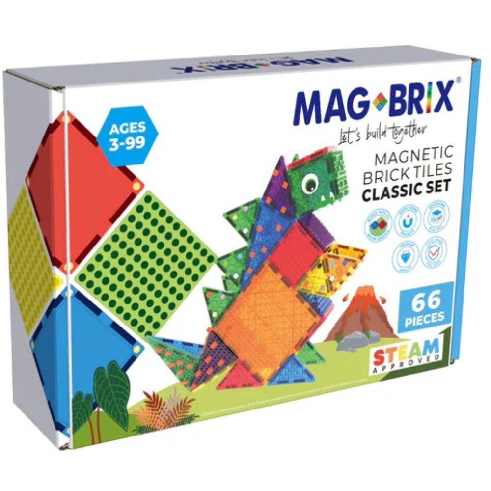 Set magnetic de constructie, Magblox, Magbrix, 66 piese translucide