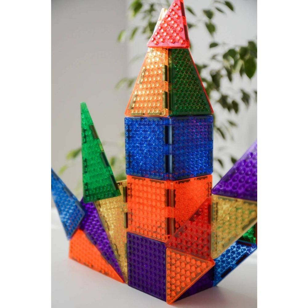 Set magnetic de constructie, Magblox, Magbrix, 66 piese translucide