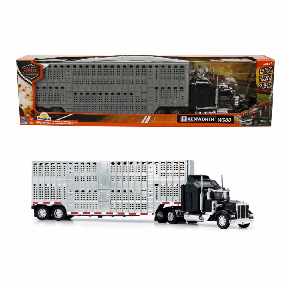 Camion transportator pentru animale, New Ray, Kenworth W900, 1:43